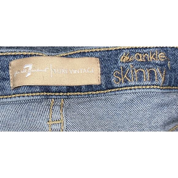 7 For All Mankind Embellished The Ankle Skinny Jeans 28X25 - Picture 6 of 7